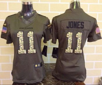 Women Nike Falcons #11 Julio Jones Green Stitched NFL Limited Salute To Service Jersey