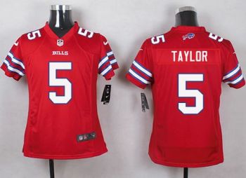 Youth Nike Bills #5 Tyrod Taylor Red Stitched NFL Limited Rush Jersey