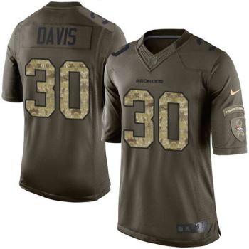 Youth Nike Broncos #30 Terrell Davis Green Stitched NFL Limited Salute To Service Jersey