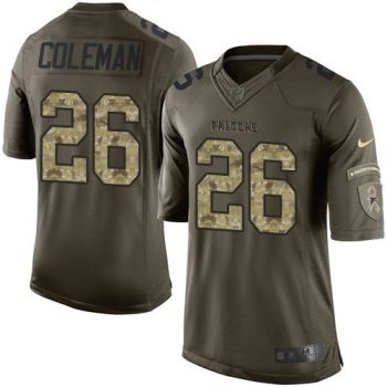Youth Nike Falcons #26 Tevin Coleman Green Stitched NFL Limited Salute To Service Jersey