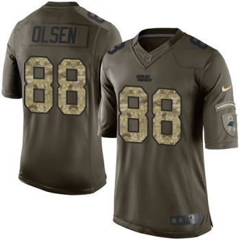 Youth Nike Panthers #88 Greg Olsen Green Stitched NFL Limited Salute To Service Jersey