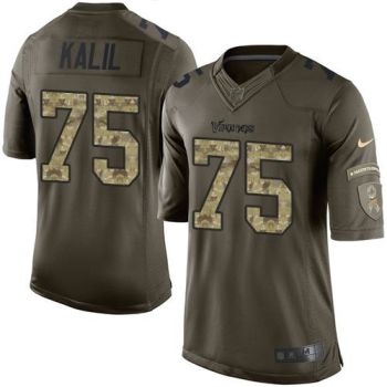 Youth Nike Vikings #75 Matt Kalil Green Stitched NFL Limited Salute To Service Jersey