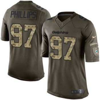 Youth Nike Dolphins #97 Jordan Phillips Green Stitched NFL Limited Salute To Service Jersey