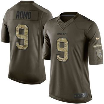 Youth Nike Cowboys #9 Tony Romo Green Color Stitched NFL Limited Salute To Service Jersey