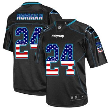 Nike Carolina Panthers #24 Josh Norman Black Men's Stitched NFL Elite USA Flag Fashion Jersey