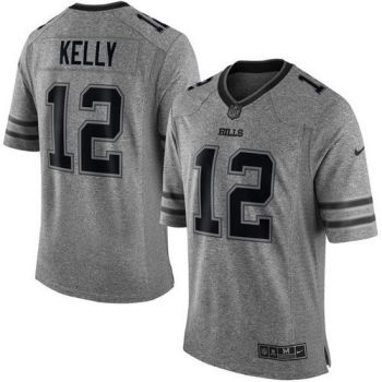 Nike Buffalo Bills #12 Jim Kelly Gray Men's Stitched NFL Limited Gridiron Gray Jersey