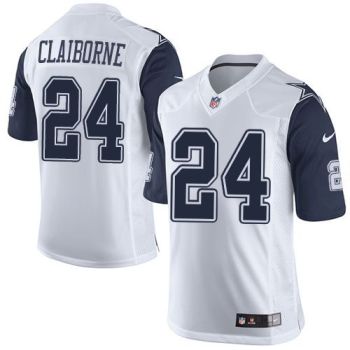 Nike Dallas Cowboys #24 Morris Claiborne White Men's Stitched NFL Rush Jersey
