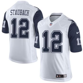 Nike Dallas Cowboys #12 Roger Staubach White Men's Stitched NFL Rush Jersey