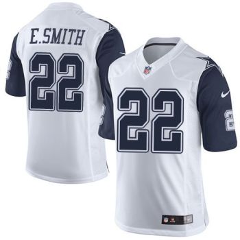 Nike Dallas Cowboys #22 Emmitt Smith White Men's Stitched NFL Rush Jersey