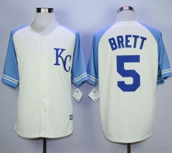 Kansas City Royals #5 George Brett Cream Exclusive Vintage Stitched MLB Jersey
