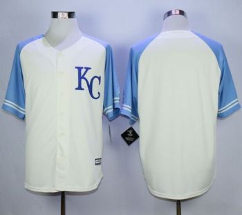 Kansas City Royals Blank Cream Exclusive Vintage Stitched MLB Jersey