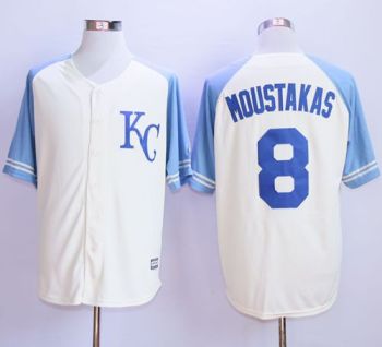 Kansas City Royals #8 Mike Moustakas Cream Exclusive Vintage Stitched MLB Jersey