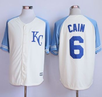 Kansas City Royals #6 Lorenzo Cain Cream Exclusive Vintage Stitched MLB Jersey