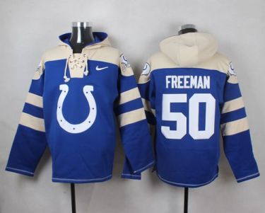Nike Indianapolis Colts #50 Jerrell Freeman Royal Blue Player Pullover NFL Hoodie