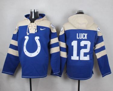 Nike Indianapolis Colts #12 Andrew Luck Royal Blue Player Pullover NFL Hoodie