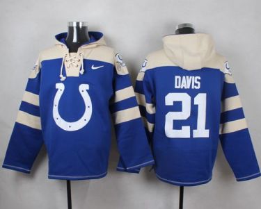Nike Indianapolis Colts #21 Vontae Davis Royal Blue Player Pullover NFL Hoodie