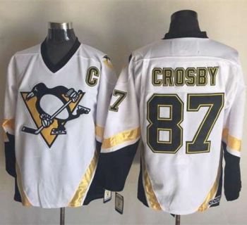 Pittsburgh Penguins #87 Sidney Crosby White CCM Throwback Stitched NHL Jersey