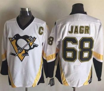 Pittsburgh Penguins #68 Jaromir Jagr White CCM Throwback Stitched NHL Jersey