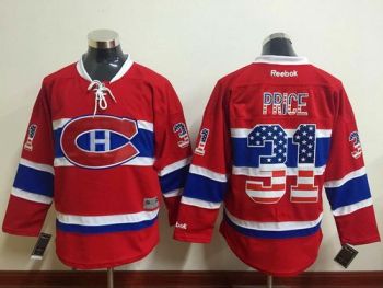 Montreal Canadiens #31 Carey Price Red USA Flag Fashion Stitched NHL Jersey