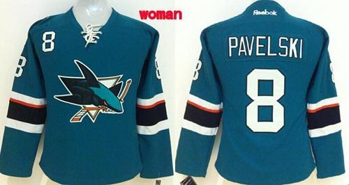 Women's San Jose Sharks #8 Joe Pavelski Teal Home Stitched NHL Jersey