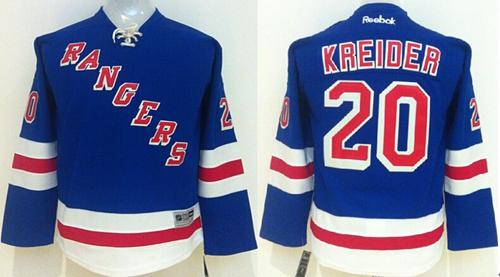 Youth New York Rangers #20 Chris Kreider Blue Home Stitched NHL Jersey