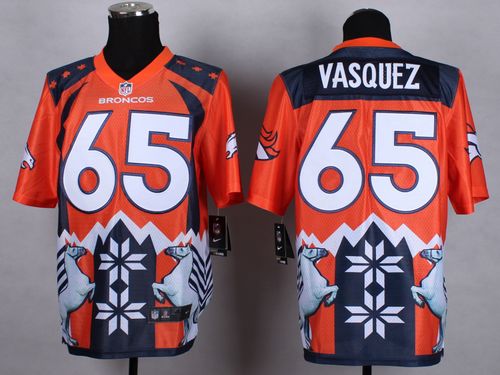 Nike Denver Broncos #65 Louis Vasquez Orange Men's Stitched NFL Elite Noble Fashion Jersey
