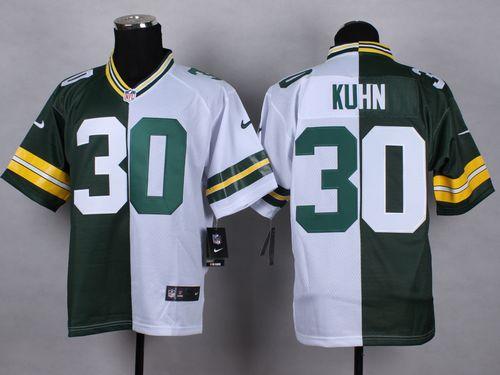 Nike Green Bay Packers #30 John Kuhn Green White Men's Stitched NFL Elite Split Jersey