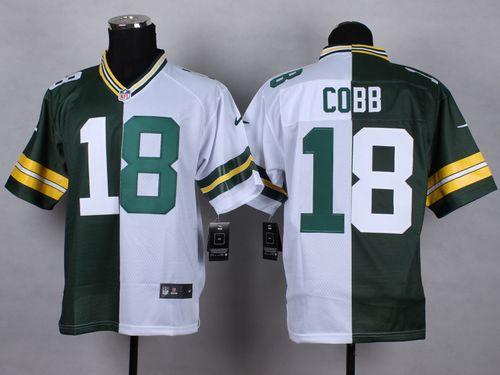 Nike Green Bay Packers #18 Randall Cobb Green White Men's Stitched NFL Elite Split Jersey