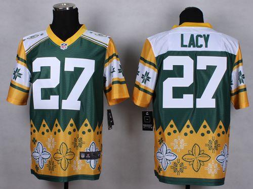 Nike Green Bay Packers #27 Eddie Lacy Green Men's Stitched NFL Elite Noble Fashion Jersey