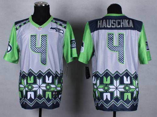 Nike Seattle Seahawks #4 Steven Hauschka Grey Men's Stitched NFL Elite Noble Fashion Jersey