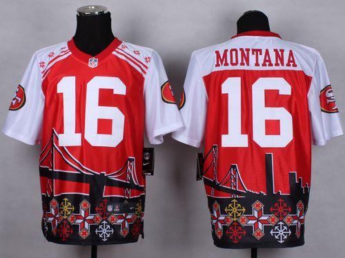 Nike San Francisco 49ers #16 Joe Montana Red Men's Stitched NFL Elite Noble Fashion Jersey