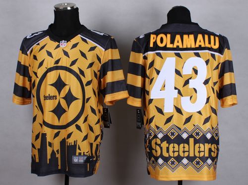 Nike Pittsburgh Steelers #43 Troy Polamalu Gold Men's Stitched NFL Elite Noble Fashion Jersey