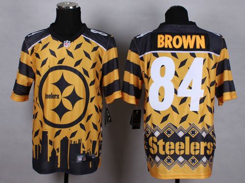 Nike Pittsburgh Steelers #84 Antonio Brown Gold Men's Stitched NFL Elite Noble Fashion Jersey