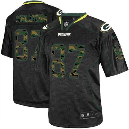 Nike Green Bay Packers #87 Jordy Nelson Black Men's Stitched NFL Elite Camo Fashion Jersey