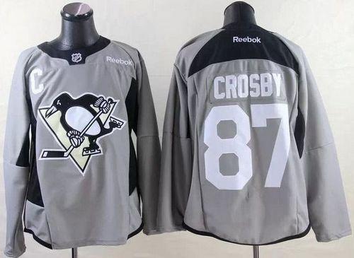 Pittsburgh Penguins #87 Sidney Crosby Grey Practice Stitched NHL Jersey