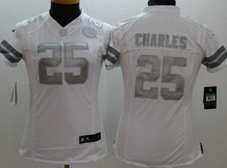 Women's Nike Kansas City Chiefs #25 Jamaal Charles White Stitched NFL Limited Platinum Jersey