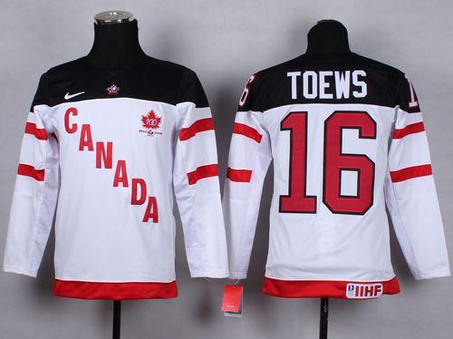 Youth Team Canada #16 Jonathan Toews White 100th Anniversary Stitched NHL Jersey