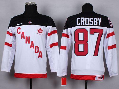 Youth Team Canada #87 Sidney Crosby White 100th Anniversary Stitched NHL Jersey