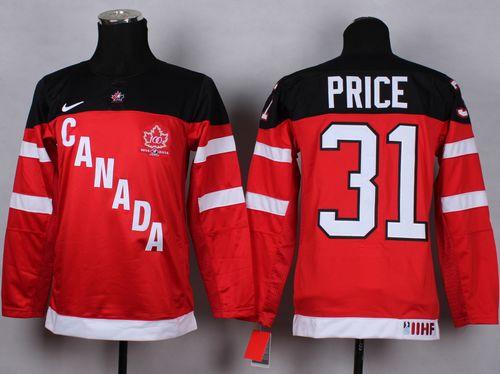 Youth Team Canada #31 Carey Price Red 100th Anniversary Stitched NHL Jersey