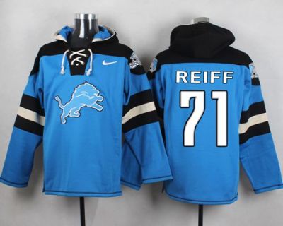 Nike Detroit Lions #71 Riley Reiff Blue Player Pullover NFL Hoodie
