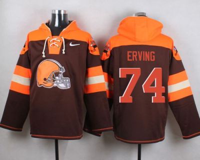 Nike Cleverland Browns #74 Cameron Erving Brown Player Pullover NFL Hoodie