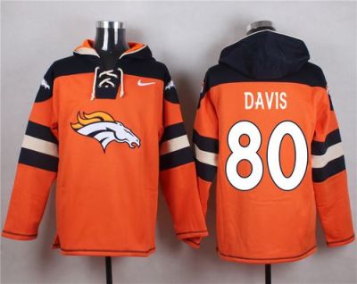 Nike Denver Broncos #80 Vernon Davis Orange Player Pullover NFL Hoodie
