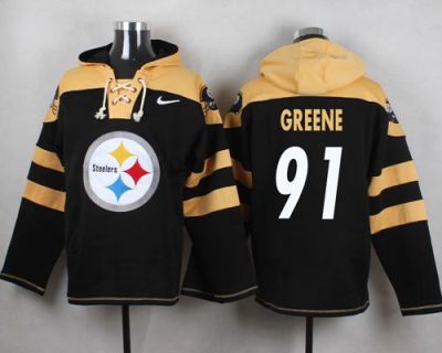 Nike Pittsburgh Steelers #91 Kevin Greene Black Player Pullover NFL Hoodie