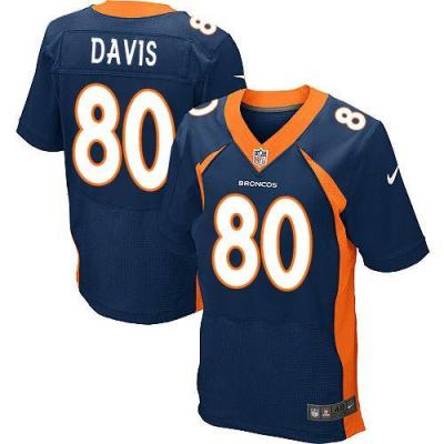 Nike Denver Broncos #80 Vernon Davis Navy Blue Alternate Men's Stitched NFL New Elite Jersey