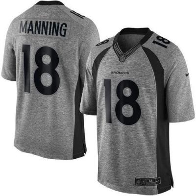 Nike Denver Broncos #18 Peyton Manning Gray Men's Stitched NFL Limited Gridiron Gray Jersey