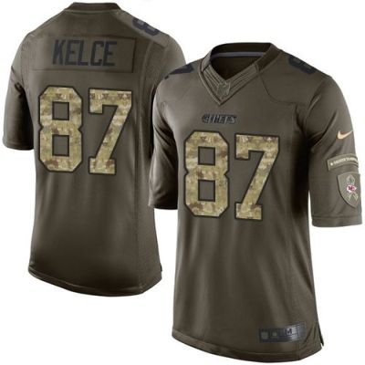 Nike Kansas City Chiefs #87 Travis Kelce Green Men's Stitched NFL Limited Salute To Service Jersey