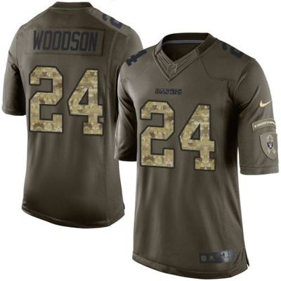 Nike Oakland Raiders #24 Charles Woodson Green Men's Stitched NFL Limited Salute To Service Jersey