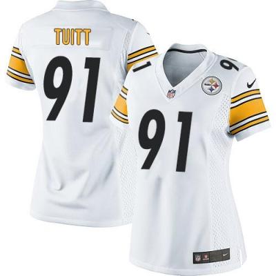Women Nike Steelers #91 Stephon Tuitt White Stitched NFL Elite Jersey