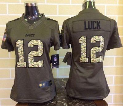 Women Nike Colts #12 Andrew Luck Green Stitched NFL Limited Salute To Service Jersey