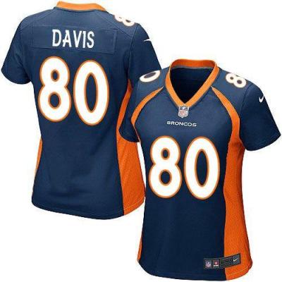 Women Nike Broncos #80 Vernon Davis Blue Alternate Stitched NFL New Elite Jersey